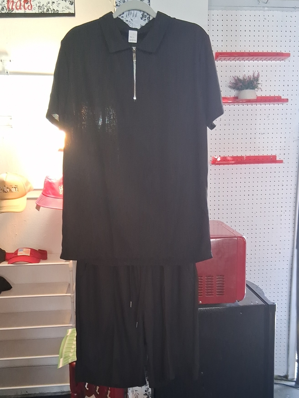 Men's Black Short Sleeve Zip Polo Shirt